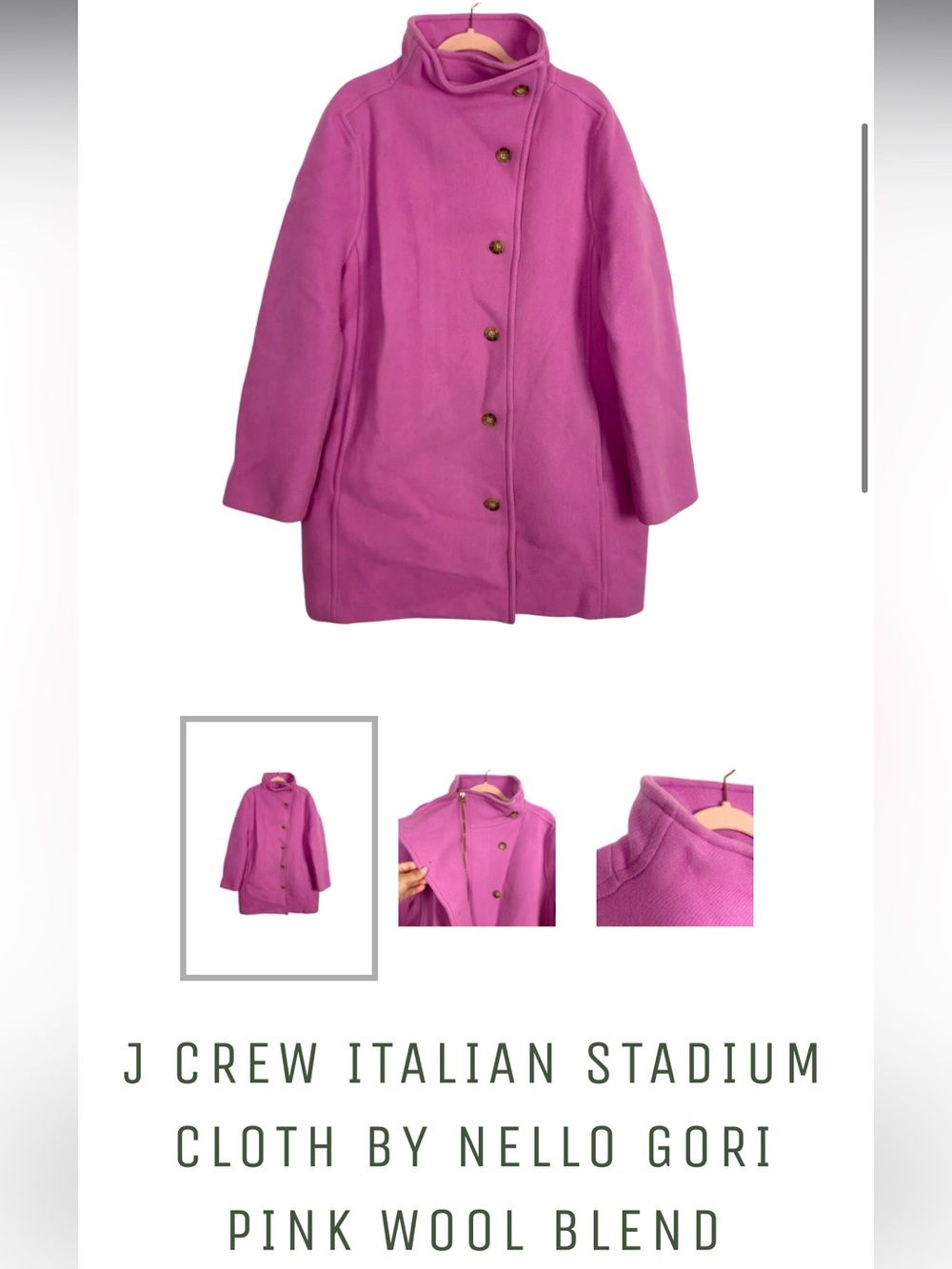J. Crew Villa Coat Italian Stadium Pink Stand-Collar Wool-Blend 2021 - Picture 9 of 9